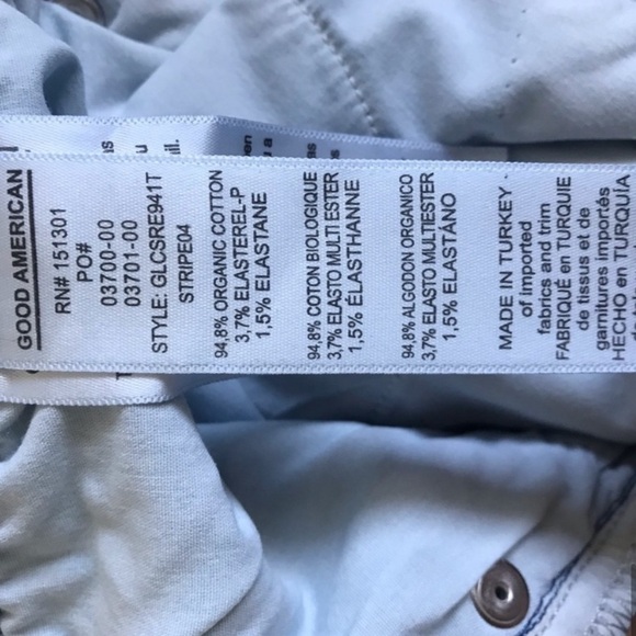 Good American Plus Size 24 Cropped Skinny Raw Hem Striped Stretch Jeans new - Picture 7 of 8